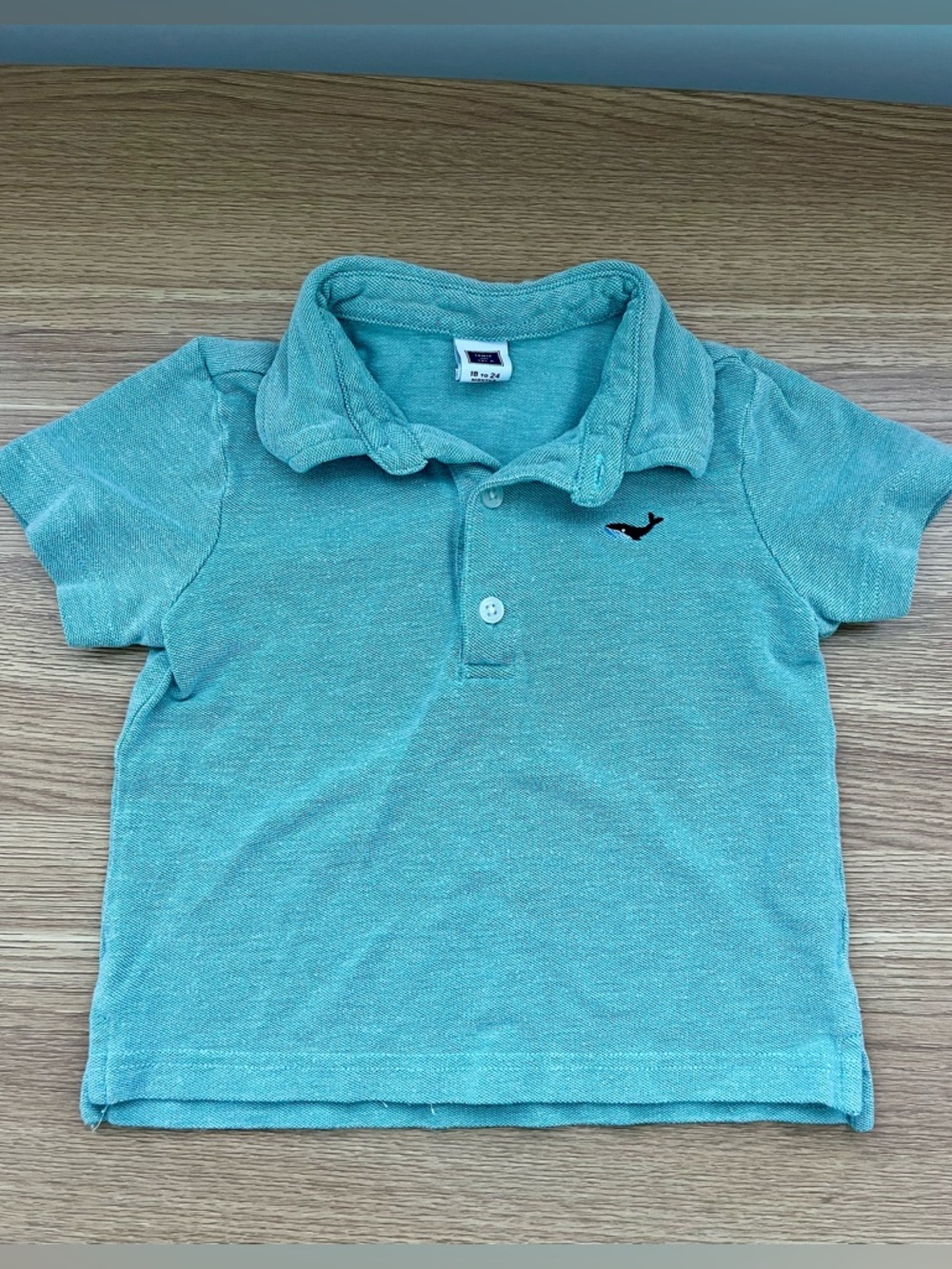 Janie and Jack Boys Polo Shirt 18-24 Months Teal Whale Logo Cotton Preppy